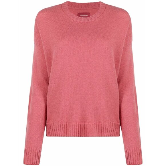 Zadig & Voltaire Markus Cashmere Sweater Womens Large Rose Pink Logo $478 - Picture 2 of 5